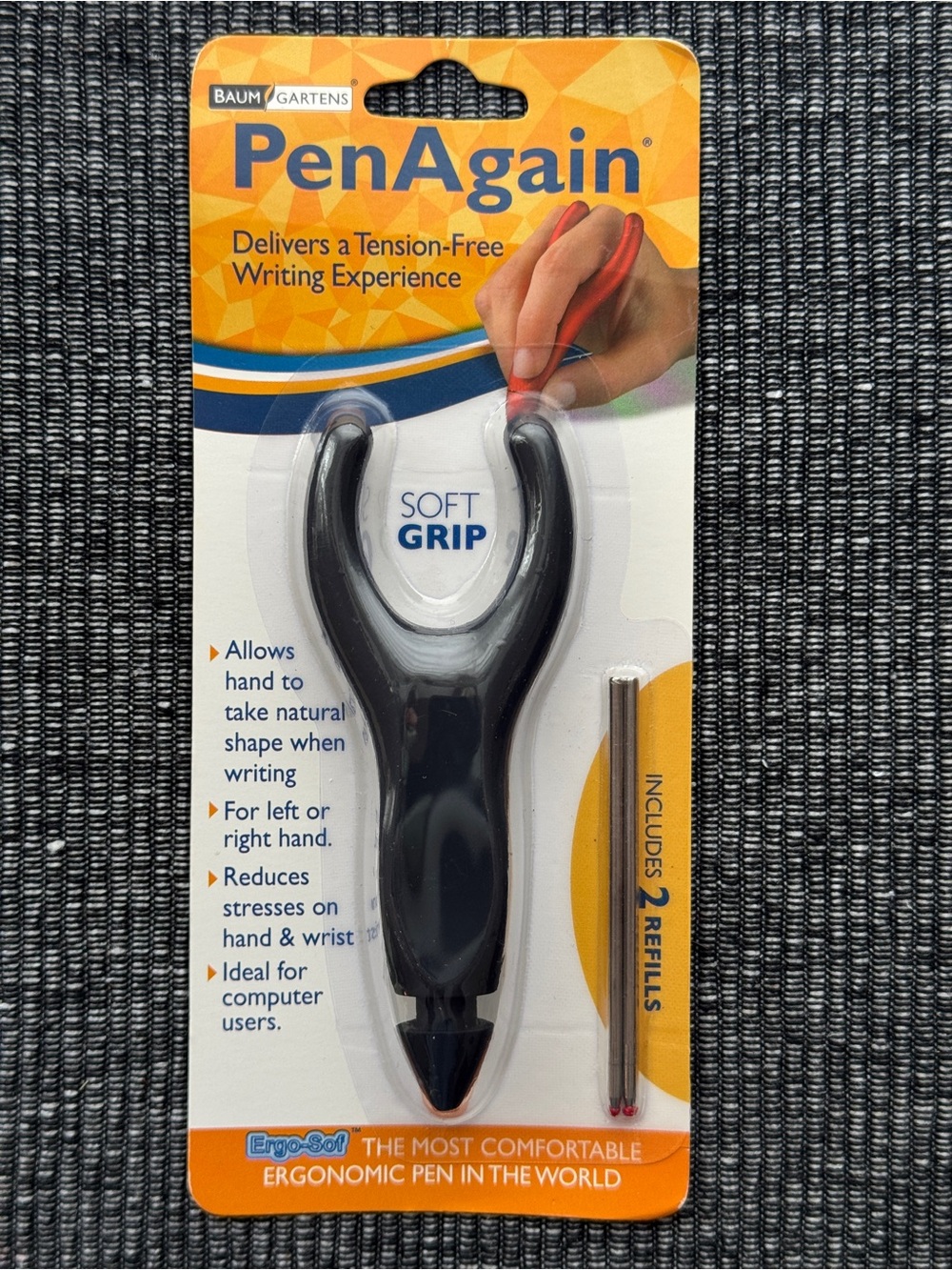 PenAgain Ergo-Soft Ergonomic Pen w/ 2 Refills New Sealed